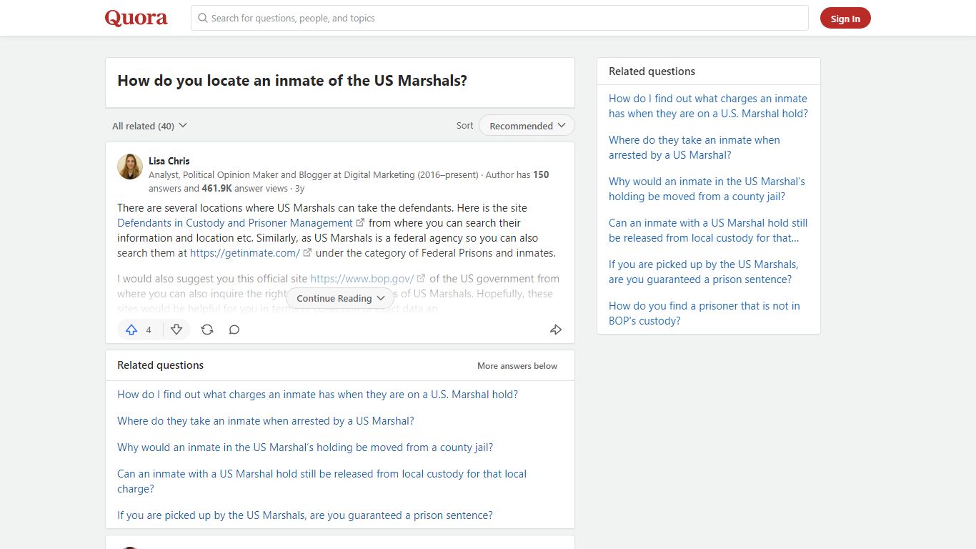 How to locate an inmate of the US Marshals - Quora